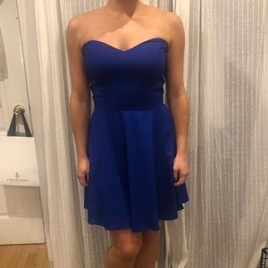 BUTTONS blue strapless dress